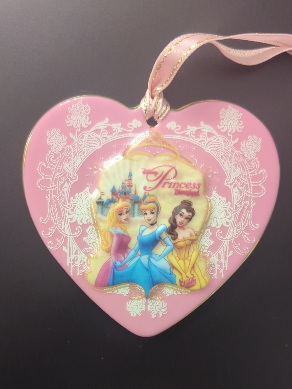Disneyland Princesses Pink Heart Shaped Christmas Tree Ornament